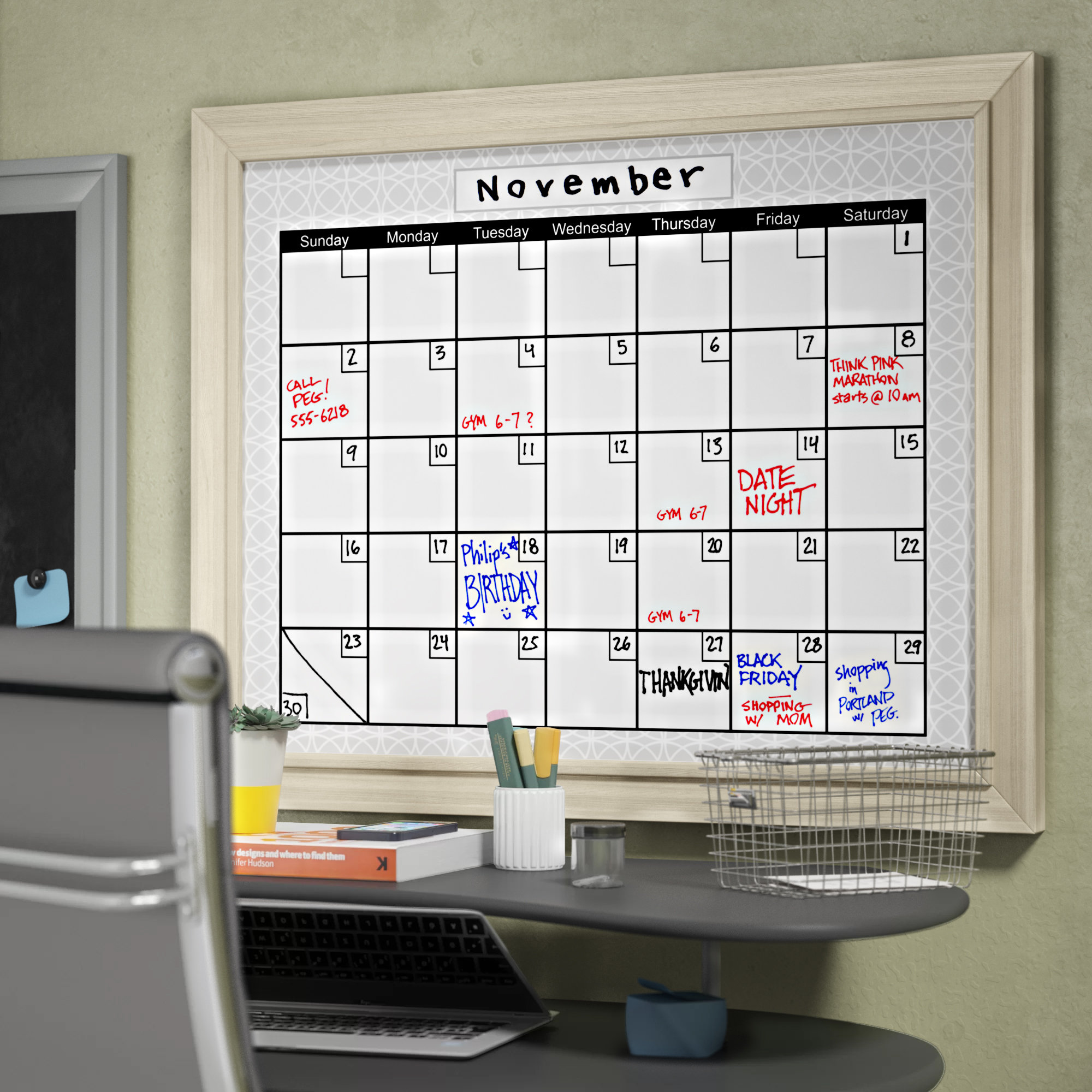 Latitude Run Leeloo Wall Mounted Calendar Board | Wayfair